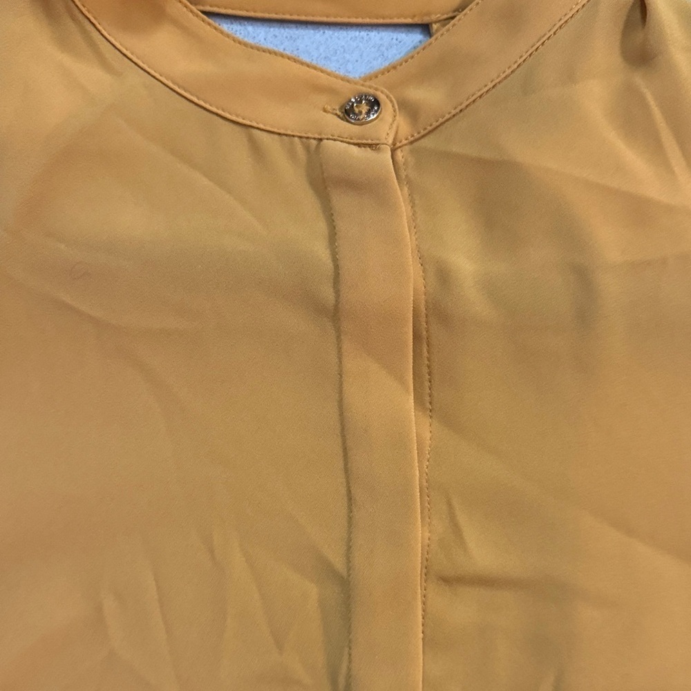 Mustard Yellow Open back Button-Up Blouse - Picture 5 of 6
